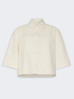 Washed Cotton Cropped Jacket for Women - Ecru - Max Mara KSA