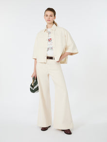 Washed Cotton Cropped Jacket for Women - Ecru - Max Mara KSA