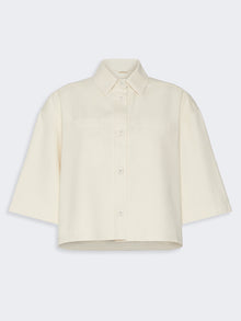 Washed Cotton Cropped Jacket for Women - Ecru - Max Mara KSA
