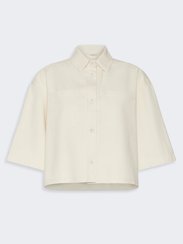 Washed Cotton Cropped Jacket for Women - Ecru - Max Mara KSA