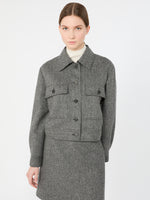 Cropped Wool Blend Jacket for Women - Dark Grey - Max Mara KSA