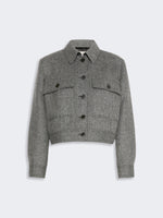 Cropped Wool Blend Jacket for Women - Dark Grey - Max Mara KSA