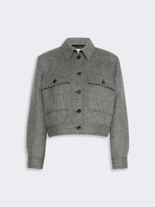 Cropped Wool Blend Jacket for Women - Dark Grey - Max Mara KSA