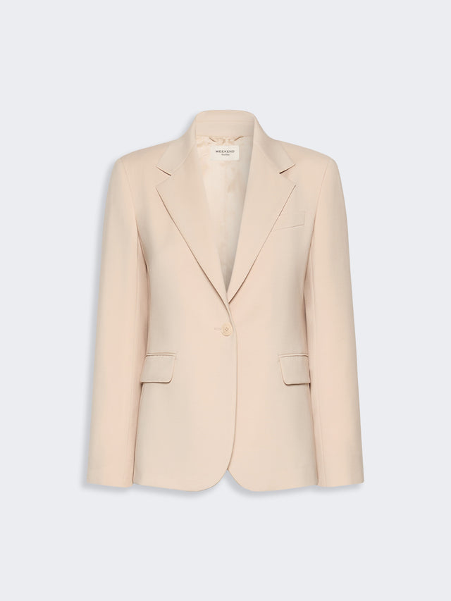 Single-Breasted Stretch Wool Blazer for Women - Powder - Max Mara KSA