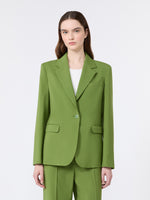 Single-Breasted Stretch Wool Blazer for Women - Green - Max Mara KSA