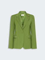 Single-Breasted Stretch Wool Blazer for Women - Green - Max Mara KSA