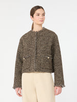 Wool Blend Bouclé Boxy Jacket for Women - Brown - Max Mara KSA