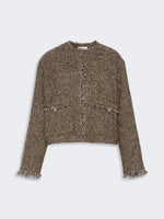 Wool Blend Bouclé Boxy Jacket for Women - Brown - Max Mara KSA