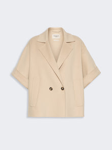 Short Wool Broadcloth Coat for Women - Sand - Max Mara KSA