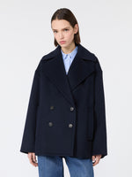 Double-Sided Wool Double-Breasted Pea Coat for Women - Navy - Max Mara KSA