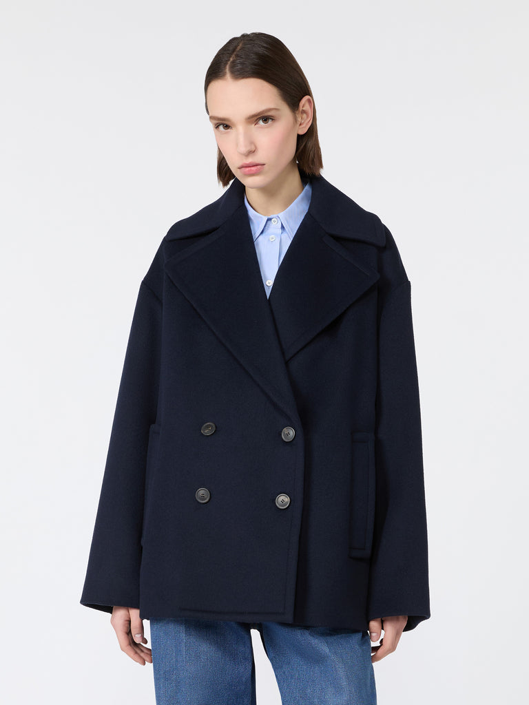 max mara معطف بي كوت بصفّي أزرار بوجهين من الصوف