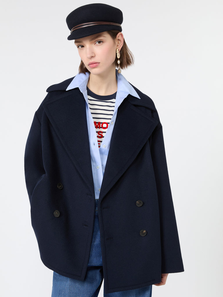 max mara معطف بي كوت بصفّي أزرار بوجهين من الصوف