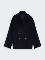 Double-Sided Wool Double-Breasted Pea Coat for Women - Navy - Max Mara KSA
