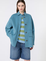 Double Wool Jacket for Women - Light Blue - Max Mara KSA