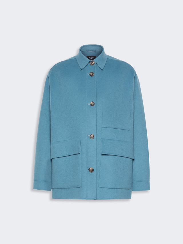 Double Wool Jacket for Women - Light Blue - Max Mara KSA