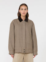 Houndstooth Wool Bomber Jacket for Women - Brown - Max Mara KSA