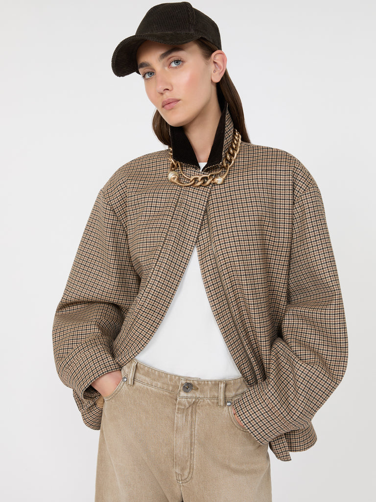 max mara houndstooth wool bomber jacket