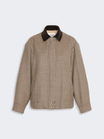 Houndstooth Wool Bomber Jacket for Women - Brown - Max Mara KSA