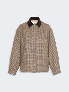 Houndstooth Wool Bomber Jacket for Women - Brown - Max Mara KSA