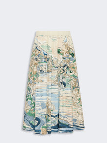 Pleated Printed Poplin Skirt for Women - Light Blue - Max Mara KSA