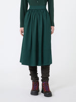 Cotton Satin Midi Skirt for Women - Dark Green - Max Mara KSA