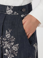 Pleated Printed Cotton Skirt for Women - Navy - Max Mara KSA