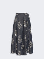 Pleated Printed Cotton Skirt for Women - Navy - Max Mara KSA