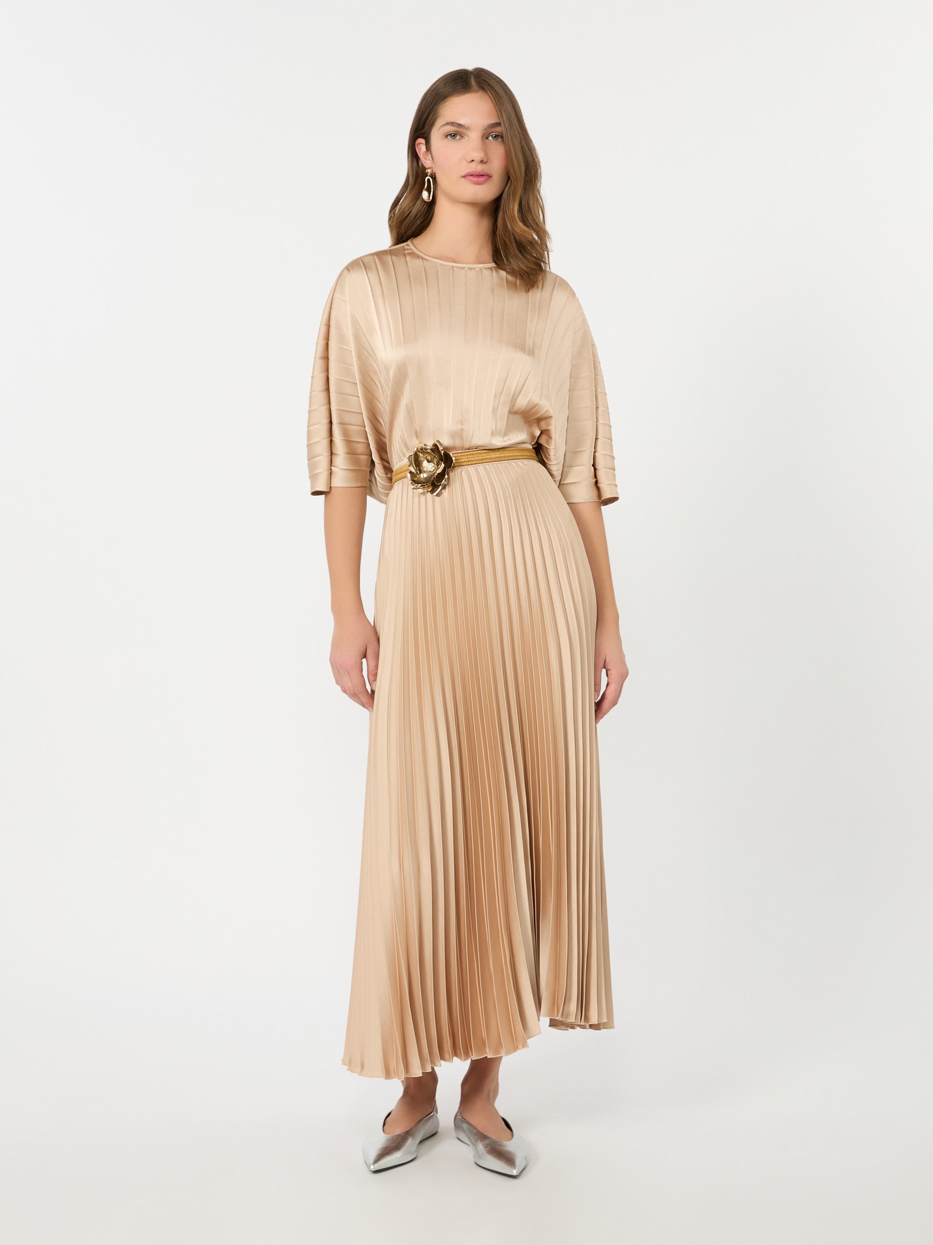 Pleated Satin Skirt for Women - Antique Rose - Max Mara KSA