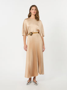 Pleated Satin Skirt for Women - Antique Rose - Max Mara KSA