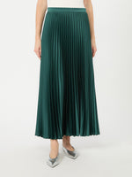 Pleated Satin Skirt for Women - Dark Green - Max Mara KSA