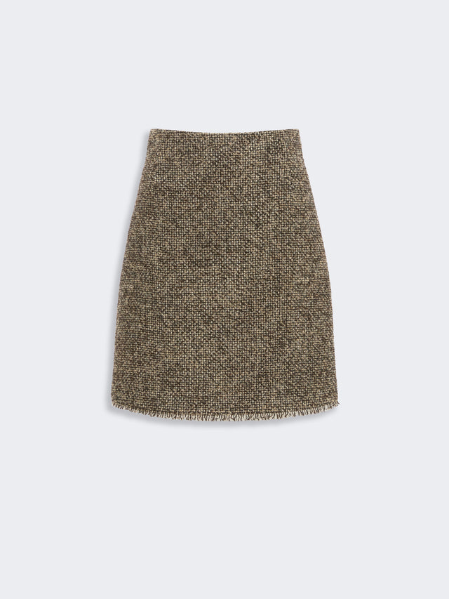 Wool Blend Bouclé Short Skirt for Women - Brown - Max Mara KSA