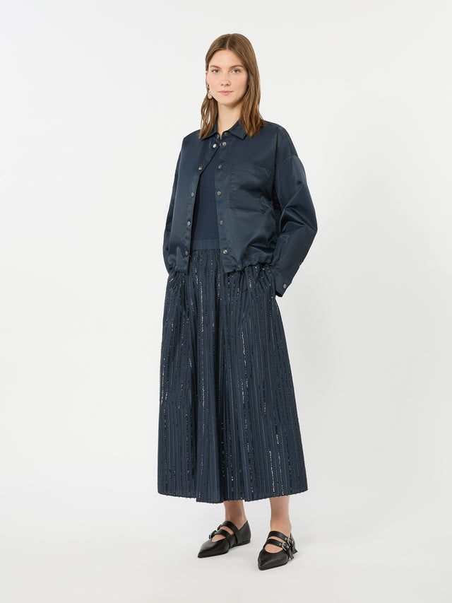 Sequin-Embroidered Cotton Skirt for Women - Navy - Max Mara KSA