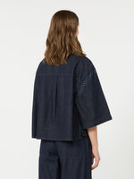 Boxy Shirt In Laser-Treated Cotton Denim for Women - Navy - Max Mara KSA