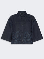 Boxy Shirt In Laser-Treated Cotton Denim for Women - Navy - Max Mara KSA