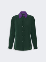 Silk Crepe De Chine Shirt for Women - Dark Green - Max Mara KSA
