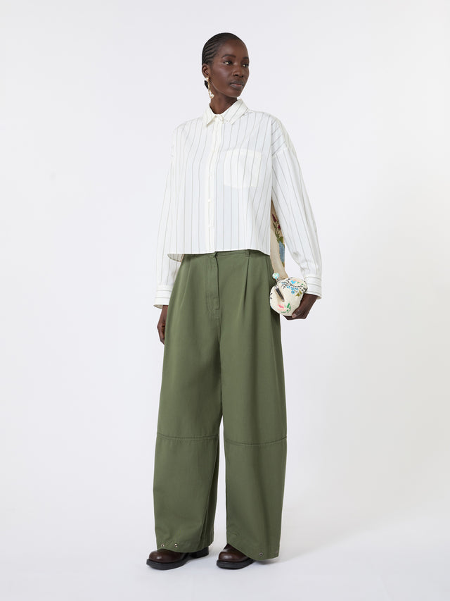 Cotton Shirt With A Contrasting Back for Women - Brown - Max Mara KSA