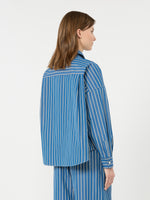 Striped Poplin Boxy Shirt for Women - Cornflower Blue - Max Mara KSA