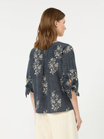 Printed Silk Crepe De Chine Blouse for Women - Navy - Max Mara KSA