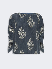 Printed Silk Crepe De Chine Blouse for Women - Navy - Max Mara KSA