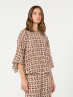 Printed Silk Crepe De Chine Blouse for Women - Antique Rose - Max Mara KSA