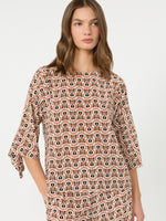 Printed Silk Crepe De Chine Blouse for Women - Antique Rose - Max Mara KSA
