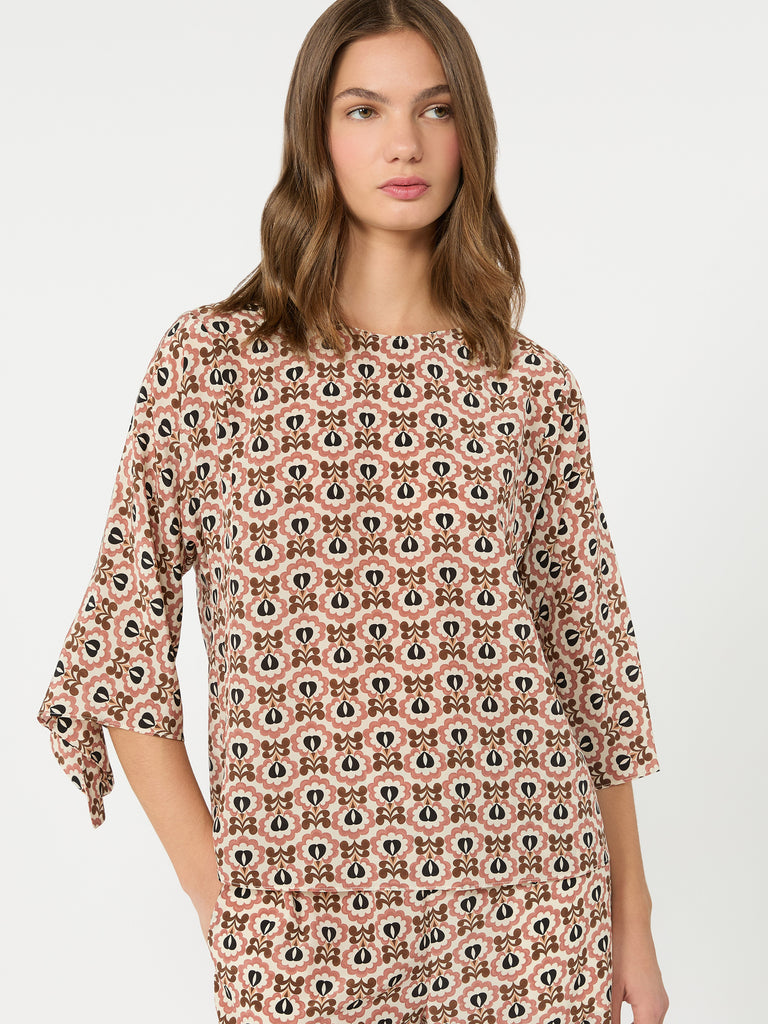 max mara printed silk crepe de chine blouse