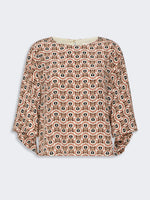 Printed Silk Crepe De Chine Blouse for Women - Antique Rose - Max Mara KSA