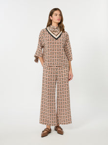 Printed Silk Crepe De Chine Blouse for Women - Antique Rose - Max Mara KSA