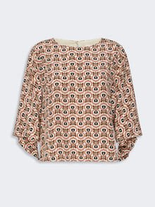 Printed Silk Crepe De Chine Blouse for Women - Antique Rose - Max Mara KSA