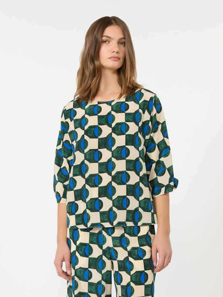 max mara printed silk crepe de chine blouse