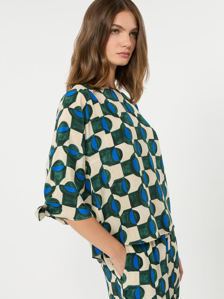 max mara printed silk crepe de chine blouse