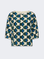 Printed Silk Crepe De Chine Blouse for Women - Dark Green - Max Mara KSA