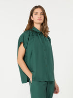 Loose Shirt In Habotai Silk for Women - Dark Green - Max Mara KSA