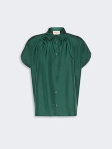 Loose Shirt In Habotai Silk for Women - Dark Green - Max Mara KSA
